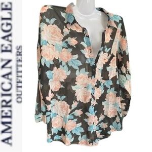 Sheer Floral Blouse American Eagle